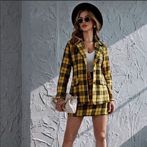 Plaid Blazer & Skirt Set